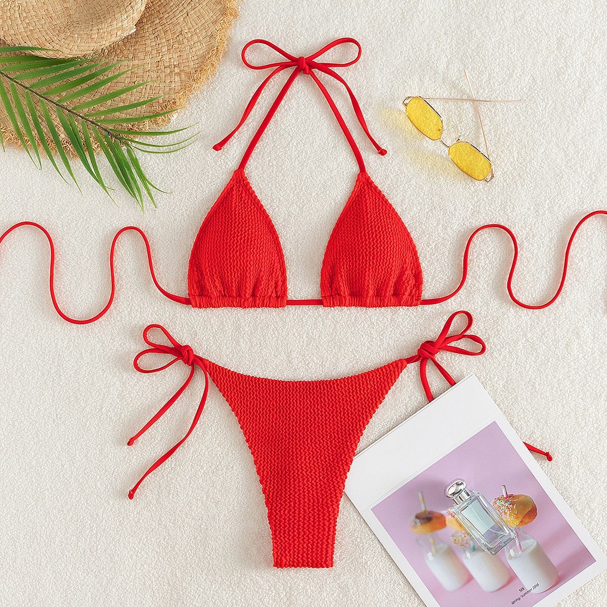 2024 New Cross-border Split Bikini Swimsuit Women's Sexy European and American Three-point Bikini Amazon Bikini